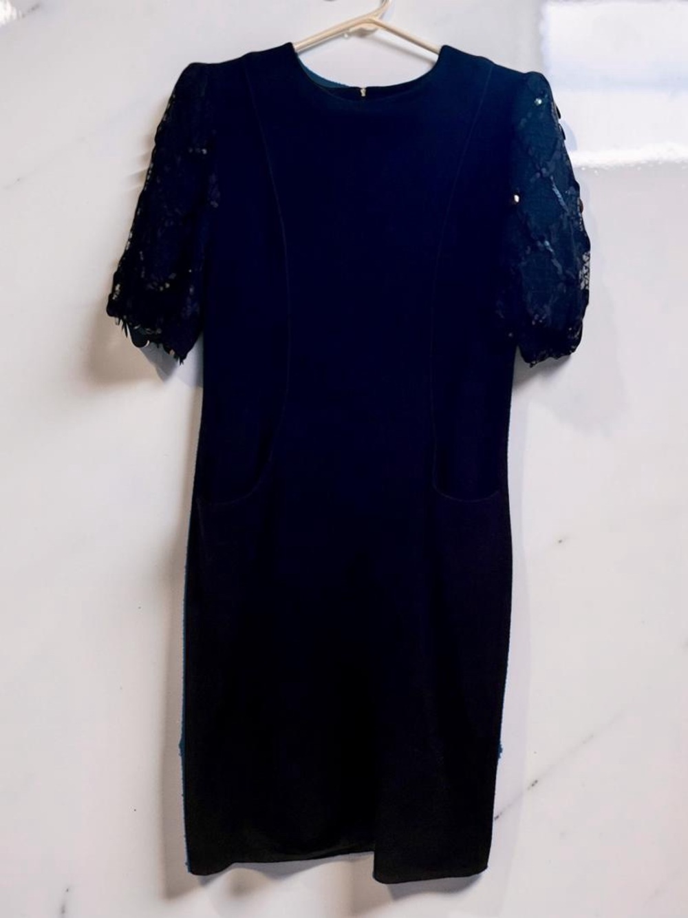 Vintage 1980s Leslie Fay Sequin Puff Sleeve Sweater Dress